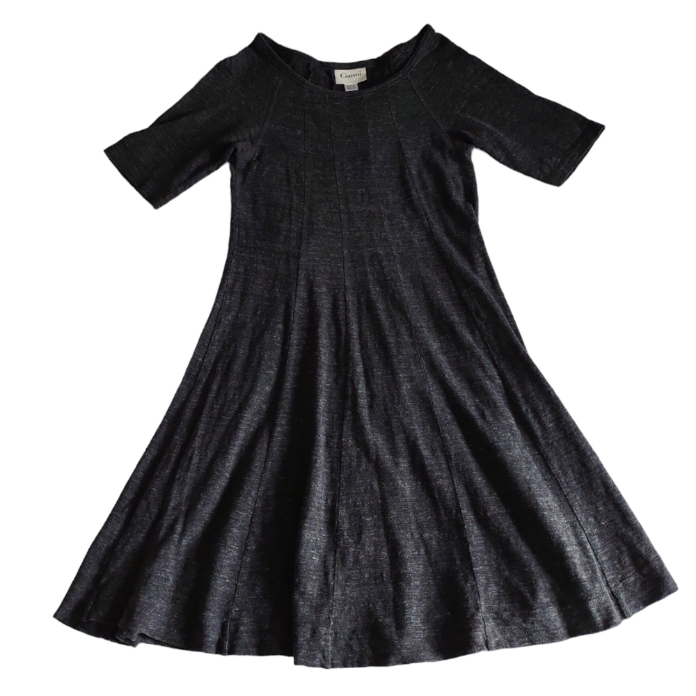 Ganni Jersey Winter Short Sleeve 100% Cotton A-Line Dress Womens Medium Grey